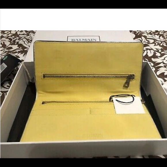 Balmain Paris Yellow Leather Medallion Clutch - Picture 4 of 13